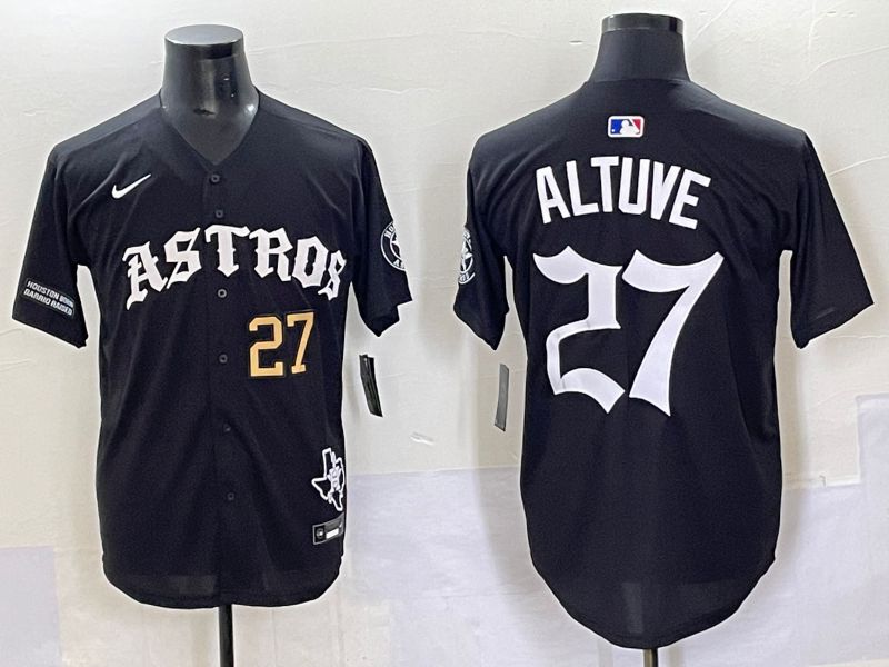 Men 2025 Houston Astros #27 Altuve Black Seven generations Joint Name Nike MLB Jersey style 5->houston astros->MLB Jersey